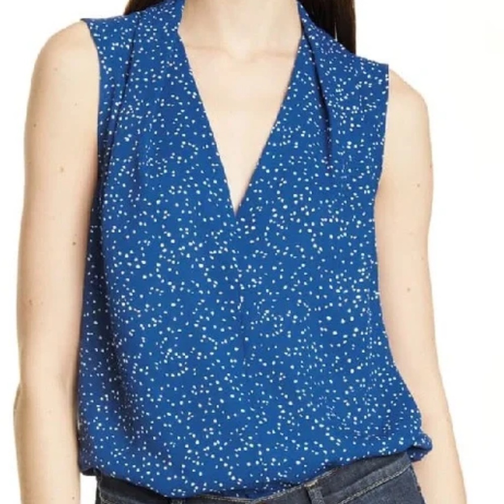 Equipment Cheyenne sleeveless blouse with white dot pattern size small